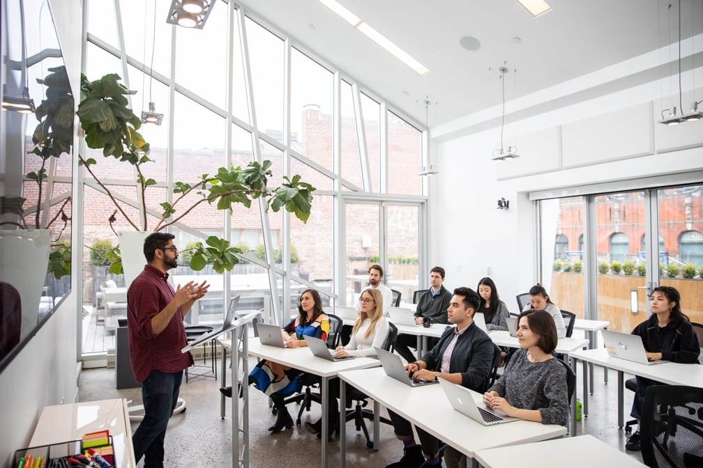 New York campus classroom preparing for class